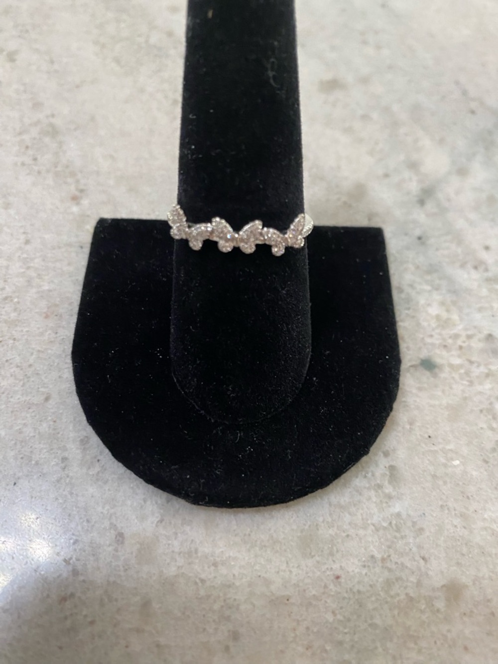 Shy Creation 14K White Gold Diamond Butterfly Ring Stamped - Picture 4 of 11